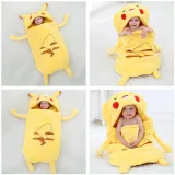 Newborn Baby Yellow Pikachu Pokemon Thicken Cotton Flannel Sleeping Bag 0-24M