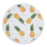 Print Pineapples Round Tassels Cotton Beach Towel Blanket Table Cover Wall Hanging
