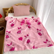 Pink Pig Woolen Fleece Blanket Hooded For Kids