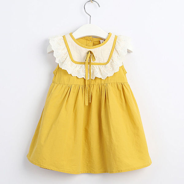 Toddler Girls Hollow Out Ruffles Sleeveless Summer Dress