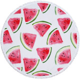 Print Fruit Watermelon Round Tassels Cotton Beach Towel Blanket Table Cover Wall Hanging