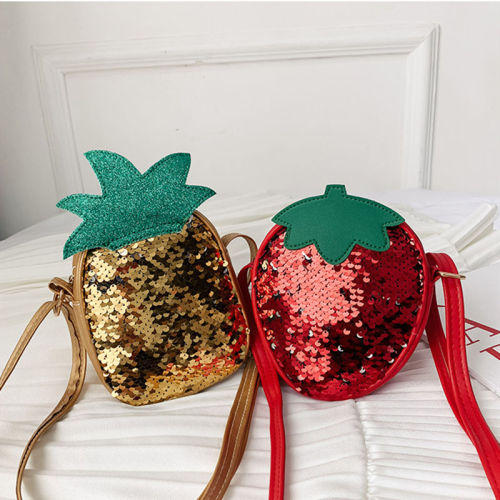 Sequins Strawberry Pineapple Crossbody Shoulder Bag for Toddlers Kids