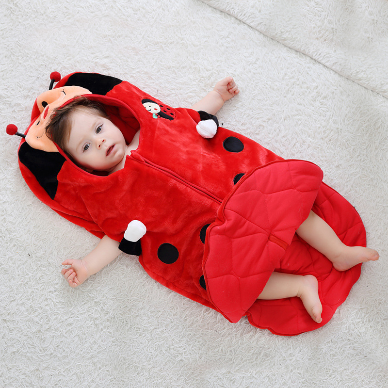 Newborn Baby Ladybug Thicken Cotton Flannel Sleeping Bag 0-24M