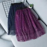 Kid Girl Silver Sequins Stars Crescent Moon Tutu Skirt