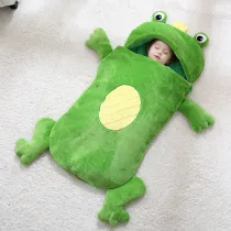 Newborn Baby Green Frog Prince Thicken Cotton Flannel Sleeping Bag 0-24M