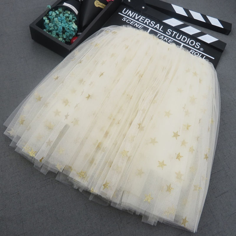 Kid Girl Gold Sequins Stars Tutu Skirt