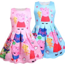 Toddler Girls Print Peppa Pig Hearts Sleeveless A-line Dress