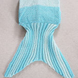 Kids & Adult Color Matching Crochet Knit Mermaid Tail Blanket Sleeping Bag