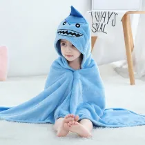 Kid Blue Shark Hooded Bathrobe Cape Bathrobe Cloak