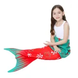 Kids Mermaid Tail Snowflakes Design Flannel Blanket Sleeping Bag