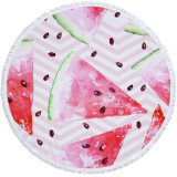 Print Fruit Watermelon Round Tassels Cotton Beach Towel Blanket Table Cover Wall Hanging