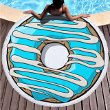 Print Sweet Delicious Doughnut Round Tassels Cotton Beach Towel Blanket Table Cover Wall Hanging