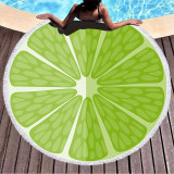 Print Fruit Kiwifruit Pitaya Pomelo Round Tassels Cotton Beach Towel Blanket Table Cover Wall Hanging