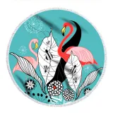Print Flamingos Tropical Palm Leaves Round Tassels Cotton Beach Towel Blanket Table Cover Wall Hanging
