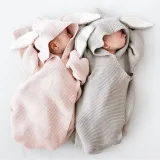 Newborn Baby Wrap Swaddle Knit Blanket Rabbit Sleeping Bag