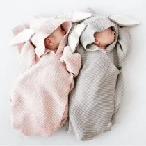 Newborn Baby Wrap Swaddle Knit Blanket Rabbit Sleeping Bag
