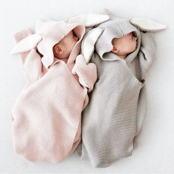 Newborn Baby Wrap Swaddle Knit Blanket Rabbit Sleeping Bag