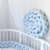 Infant Soft Pad Braided Crib Bumper Knot Pillow Cushion Cradle Decor for Baby