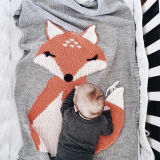 Print Knit Fox Sleeping Blanket