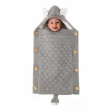 Newborn Baby Wrap Swaddle Knit Blanket Thick Fleece Cute Fox Sleeping Bag