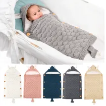 Newborn Baby Wrap Swaddle Knit Blanket Thick Fleece Cute Fox Sleeping Bag