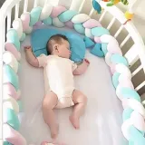 Infant Soft Pad Braided Crib Bumper 3 Color Knot Pillow Cushion Cradle Decor for Baby