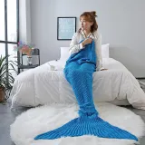 Kids & Adult Crochet Knit Mermaid Tail Blanket Sleeping Bag
