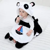Newborn Baby Black Panda Thicken Cotton Flannel Sleeping Bag 0-24M