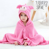 Kid Pink Pig Hooded Bathrobe Cape Bathrobe Cloak