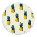 Print Pineapples Round Tassels Cotton Beach Towel Blanket Table Cover Wall Hanging
