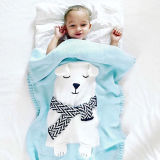 Print Knit Bear Sleeping Blanket