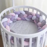 Infant Soft Pad Braided Crib Bumper 3 Color Knot Pillow Cushion Cradle Decor for Baby