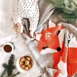 Print Knit Fox Sleeping Blanket
