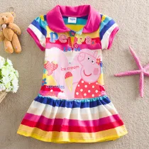 Toddler Girls Rainbow Stripes Print T-shirt Dress