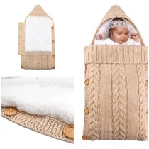 Newborn Baby Wrap Swaddle Knit Blanket Thick Fleece Sleeping Bag