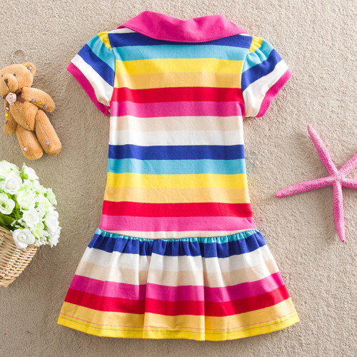 Toddler Girls Rainbow Stripes Print T-shirt Dress