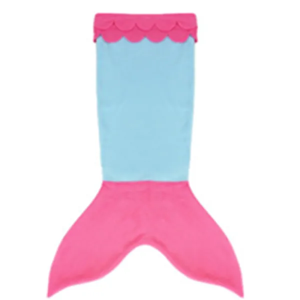 Kids Mermaid Tail Wavy Edge Design Flannel Blanket Sleeping Bag