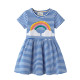 Toddler Kids Girls Blue Stripes Rainbow Clouds Cotton A line Dress