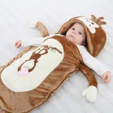 Newborn Baby Brown Monkey Thicken Cotton Flannel Sleeping Bag 0-24M
