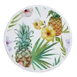 Print Pineapples Round Tassels Cotton Beach Towel Blanket Table Cover Wall Hanging