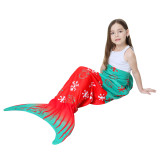 Kids Mermaid Tail Snowflakes Design Flannel Blanket Sleeping Bag