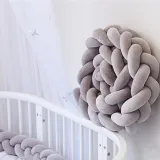 Infant Soft Pad Braided Crib Bumper Knot Pillow Cushion Cradle Decor for Baby