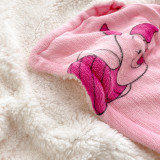 Pink Pig Woolen Fleece Blanket Hooded For Kids