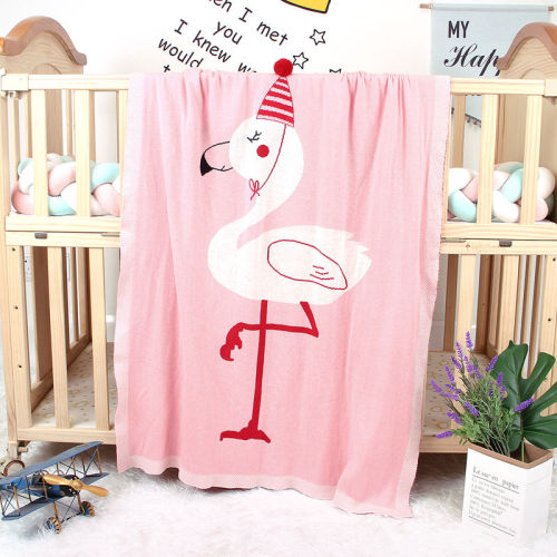 Print Knit Flamingo Sleeping Blanket