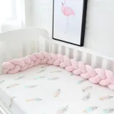 Infant Soft Pad Braided Crib Bumper Knot Pillow Cushion Cradle Decor for Baby