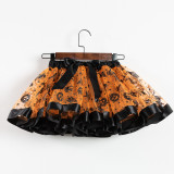 Toddler Kid Girl Prints Halloween Color Matching Tutu Skirt