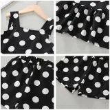 Kid Girl Print Dots Tanks Blouse and Shorts Chiffon Two Pieces Sets