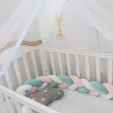 Infant Soft Pad Braided Crib Bumper 3 Color Knot Pillow Cushion Cradle Decor for Baby