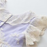 Toddler Girls White Lace Crochet Flowers Mesh Tutu Dress