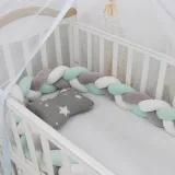 Infant Soft Pad Braided Crib Bumper 3 Color Knot Pillow Cushion Cradle Decor for Baby